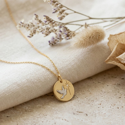Médaille Colombe ajourée, 2 Ors 375 - Emanessence