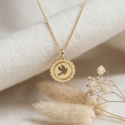 Médaille Colombe ajourée, Or Jaune 750 - Emanessence