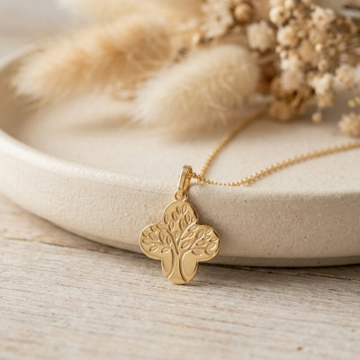 Pendentif Croix arbre de vie, Or Jaune 375 - Emanessence