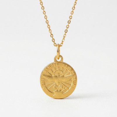 Médaille Saint Esprit, Or Jaune 375, 14 mm - Vandona