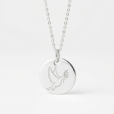 Médaille Colombe au rameau, Argent 925, 19 mm - Lumiosa