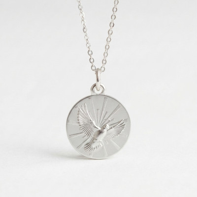 Médaille Colombe Saint Esprit, Argent 925, 16mm - Lumiosa