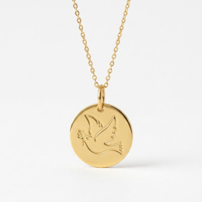 Médaille Colombe, Or Jaune 750, 16 mm - Argyor