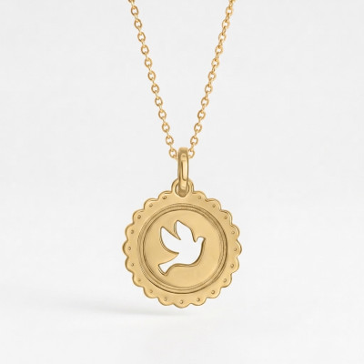 Médaille Colombe ajourée, Or Jaune 750 - Emanessence