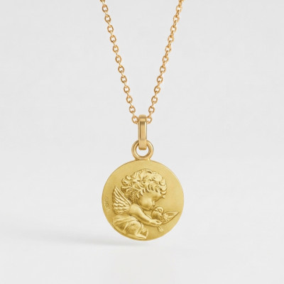 Médaille Ange à la Colombe, Or jaune 750, 14 & 16mm - Augis