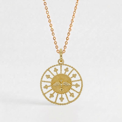 Médaille Colombe ajourée, Plaqué or, 17mm - Lumiosa