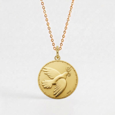 Médaille Colombe de la Paix, Or jaune 750, 18mm - Augis