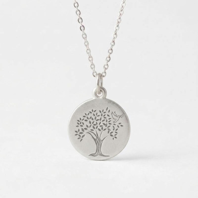 Médaille Colombe arbre de vie, Or Blanc 375, 16mm - Lucas Lucor