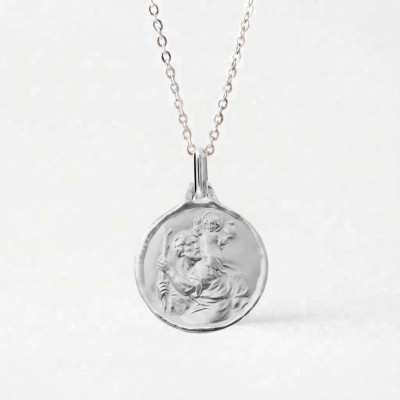 Médaille Saint Christophe, Or blanc 750, 18mm - Augis