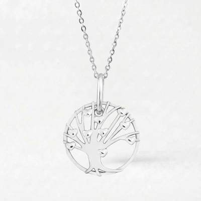 Médaille Arbre de Vie Ajouré & Coeurs, Argent 925, 20mm - Emanessence