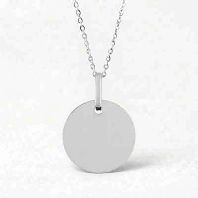 Médaille ronde personnalisable, Or blanc, 16mm - Emanessence
