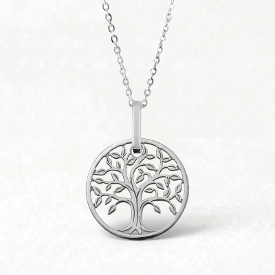 Médaille Arbre de Vie ajourée, Or blanc 750, 17 mm - Argyor