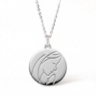 Médaille Vierge en prière, Argent 925, 16mm - Lumiosa