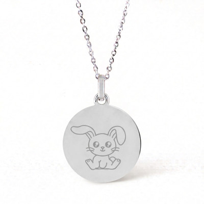 Médaille Lapin, Or Blanc, 16mm - Lucas Lucor