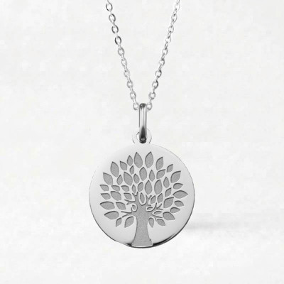 Médaille Arbre de Vie Feuillage, Or blanc 750, 16 & 18mm - Argyor