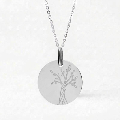 Médaille Arbre de Vie 20 mm, Or blanc 750 - Lucas Lucor