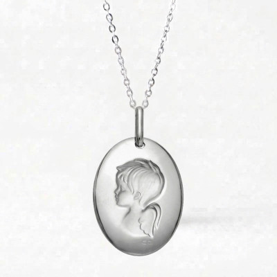 Médaille Angelot, Or blanc, 15x19mm - Lucas Lucor