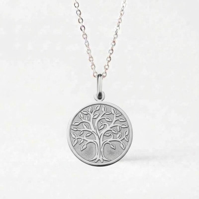 Médaille Arbre de Vie bord poli, Or blanc 750, 17mm - Argyor