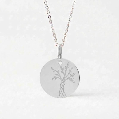 Médaille Arbre de Vie, Or blanc 375, 16mm - Lucas Lucor