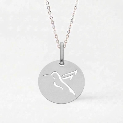 Médaille Colibri, Or Blanc 750, 15mm - Lucas Lucor