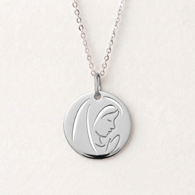 Médaille Vierge en prière ajourée, Argent 925, 16mm - Lumiosa