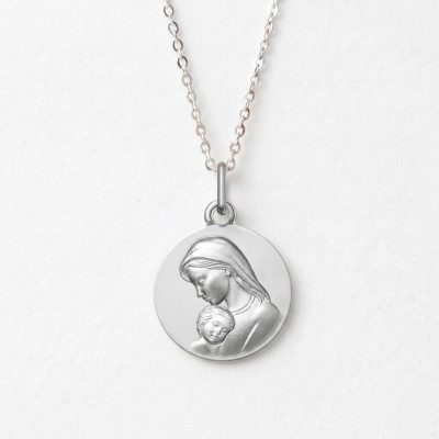 Médaille Vierge à l'enfant, Argent 925 - Lumiosa