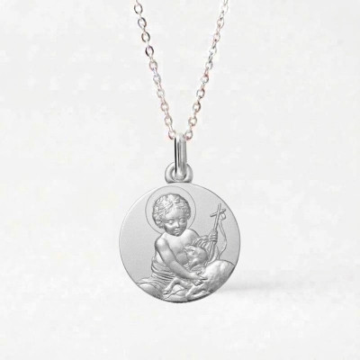 Médaille Saint Jean Baptiste, Argent 925, 16mm - Lumiosa