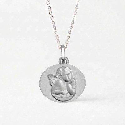 Médaille Ange Gardien, Argent, 15mm - Emanessence