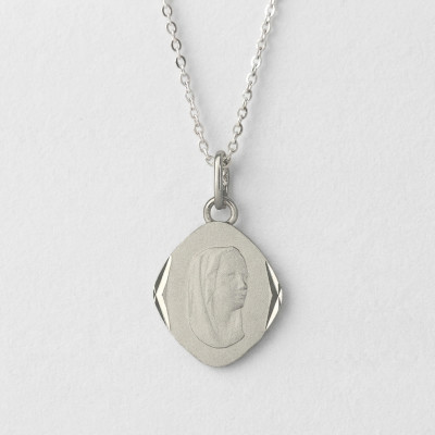 Médaille Losange Sainte Vierge, Argent, 17x14mm - Emanessence