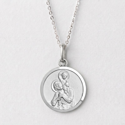 Médaille Ronde Saint Christophe, Argent, 20mm - Emanessence