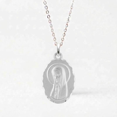 Médaille Ovale Vierge en Prière, Argent, 17x12mm - Emanessence