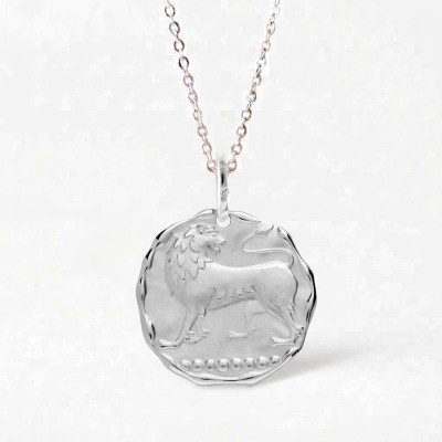 Pendentif Signe astrologique Lion, Argent Sablé, 24mm - Augis
