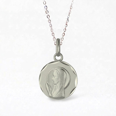 Médaille Sainte Vierge en Prière, Argent, 16mm - Emanessence