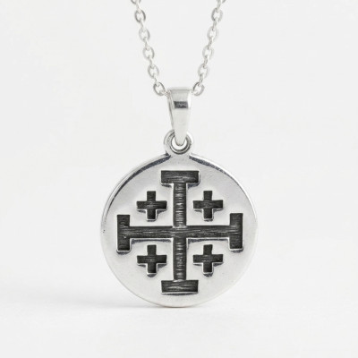 Médaille Croix de Jérusalem, Argent 925 Rhodié, 20mm - Vandona