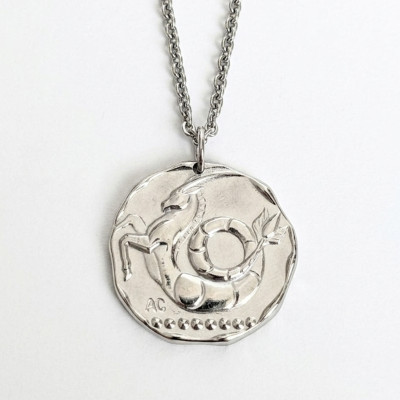 Pendentif Signe astrologique Capricorne, Argent Sablé, 24mm - Augis