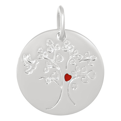 Médaille Arbre de Vie, Argent 925 & Laque, 16 mm - Lumiosa