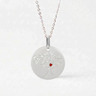 Médaille Arbre de Vie, Argent 925 & Laque, 16 mm - Lumiosa