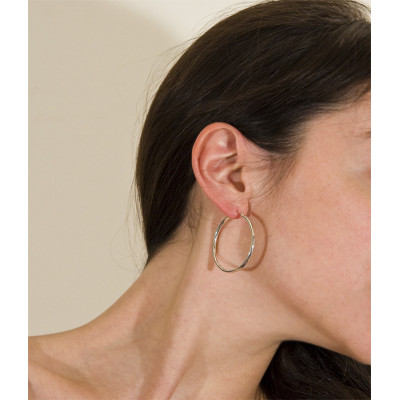 Créoles Fil Rond 2 mm, Argent 925, 40 mm - Artemis