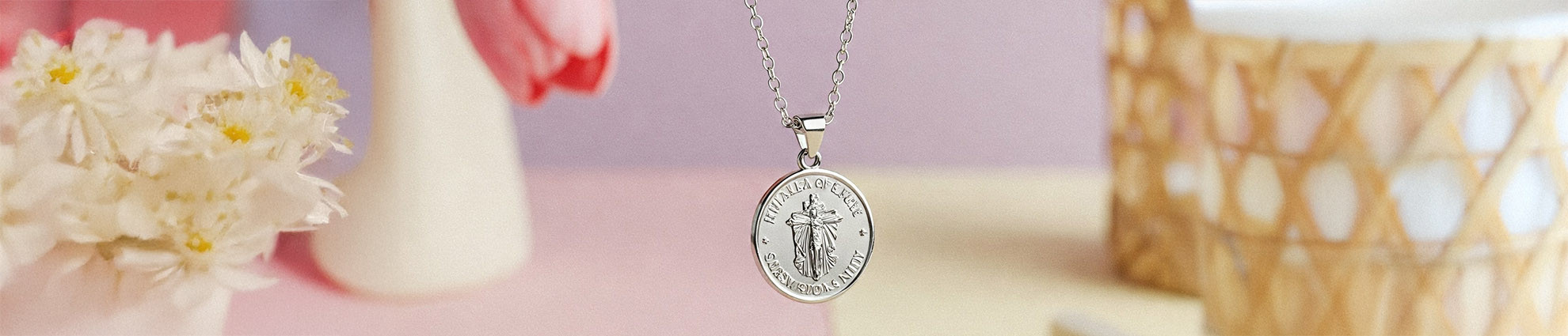 Medaille bapteme or blanc