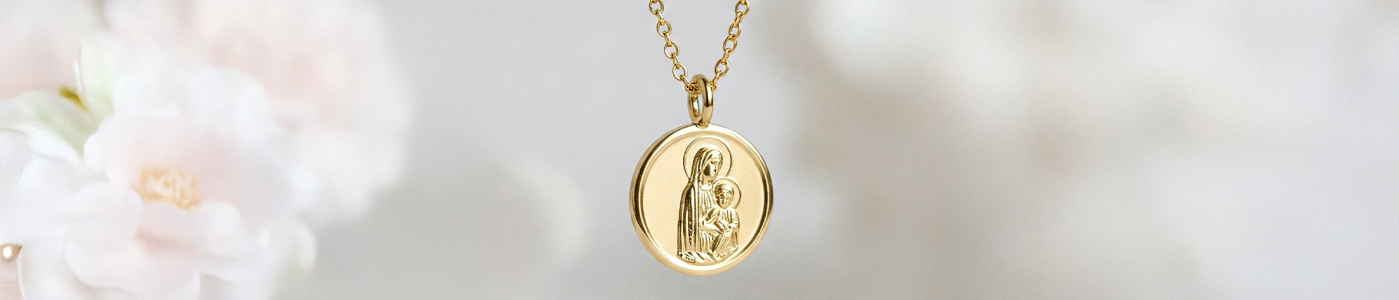Médaille Vierge à l'enfant or jaune