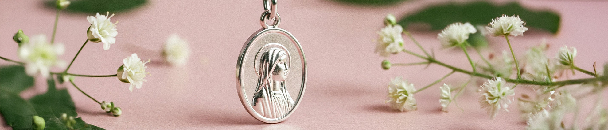 Médaille Vierge or blanc
