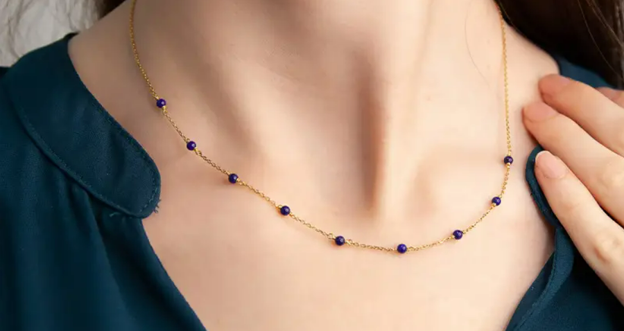 Collier bleu Lapis, soulagement de l'anxiété, collier d'anxiété